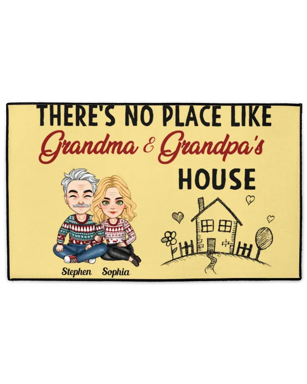 No Place Like Grandma & Grandpa's House - Personalized Doormat, Gifts For Grandma, Gifts Idea For Grandma - Indoor Floor Mats Indoor Floor Mats