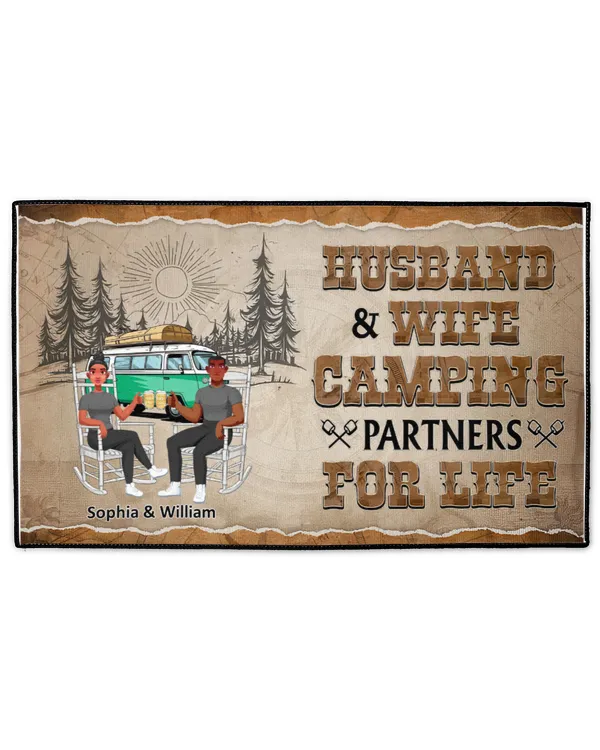 Husband And Wife Camping Partner For Life - Personalized Doormat, Gifts For Wife, Gifts Idea For Wife