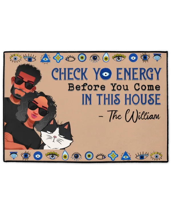 Check Yo Energy - Personalized Doormat, Gifts For Cat Lovers, Gifts Idea For Cat Lovers