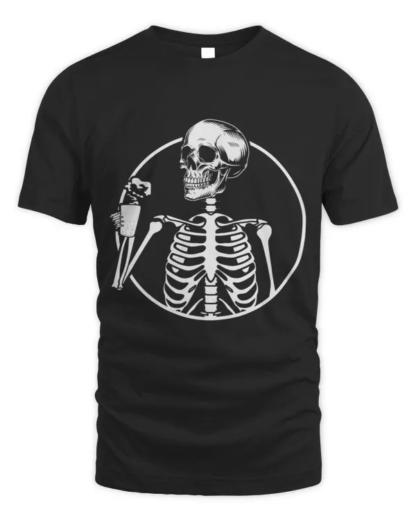 Skeleton drink coffee