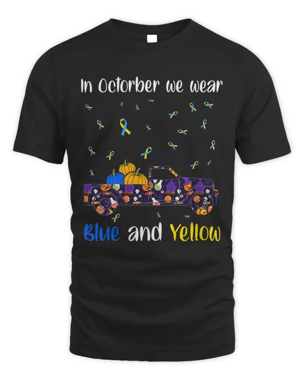 October Truck Wear Blue & Yellow Pumpkin Down Syndrome Awareness For kids