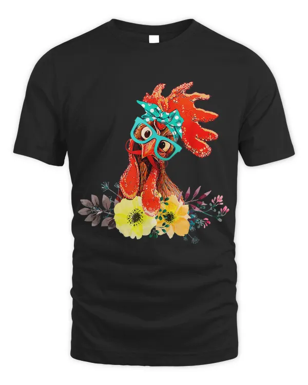 Chicken with bandana headband and glasses cute 1