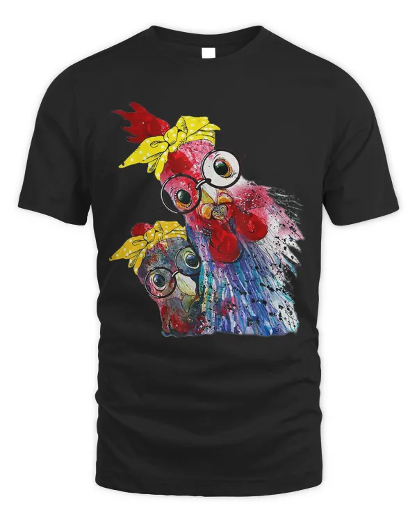 Chicken with bandana headband and glasses cute 3