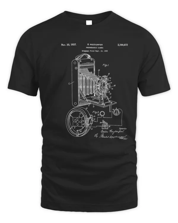 Camera Patent Retro Photographer T Shirt Qsr39