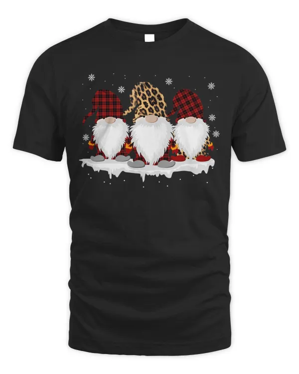 3 Nordic Gnomes Swedish Nisse Buffalo Plaid Christmas Pajama T-Shirt