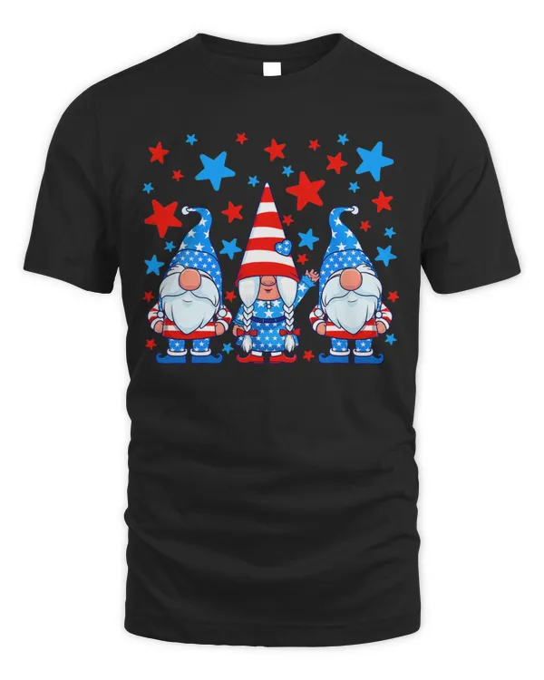 4th of July Gnomes Patriotic American Flag Cute Gnome Women T-Shirt