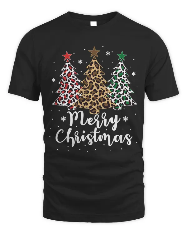 Animal Leopard Christmas Tree Santa Xmas Merry Christmas Long Sleeve T-Shirt