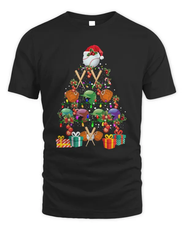 Baseball Christmas Tree X-mas Santa Hat Golfer Lover Gift Sweatshirt