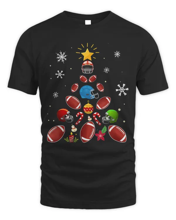 American Football Tree Christmas Holiday Xmas Gift T-Shirt