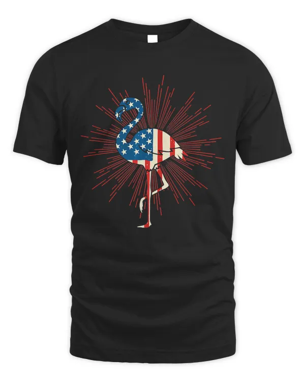 4th July Tshirt American Flag Flamingo Tee Men Women Gift