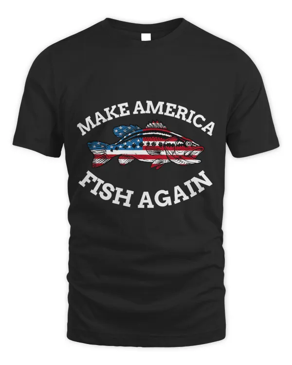 4th of July Fishing American Flag Make America Fish Again T-Shirt