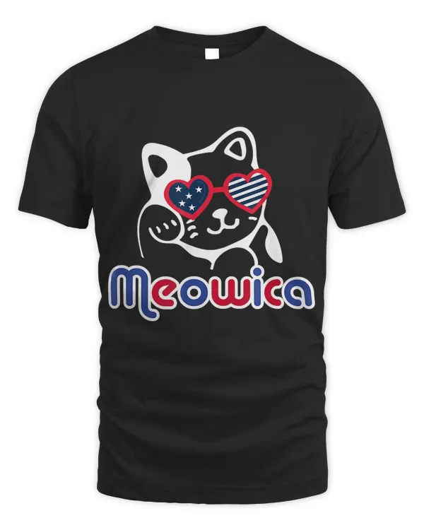 4th of July Meowica Cat Patriotic American Flag Shirt Gift