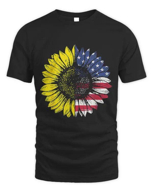 AMERICAN FLAG SUNFLOWER PROUD OF AMERICA US GIFT T-Shirt