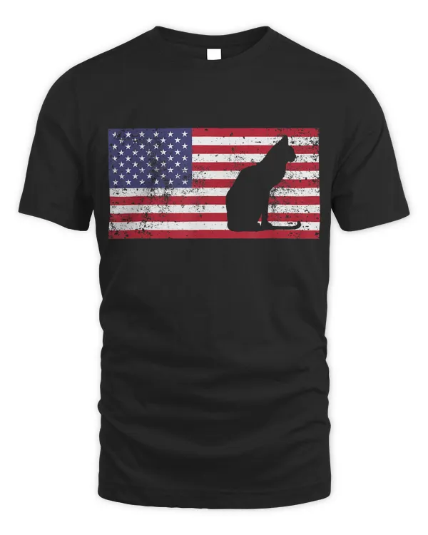 4th of July Shirt For Women Cat Meowica American Flag USA