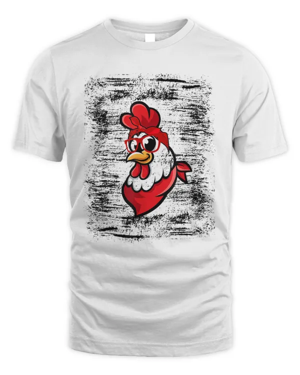 Chicken with bandana headband and glasses cute 5
