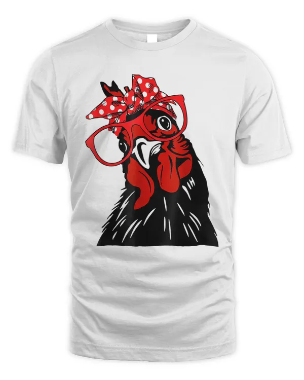 Cute Women Girl Chicken With Bandana Headband and Glasses