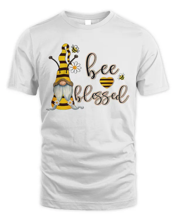 Bee Blessed Garden Gnome Honey Bee Inspirational Saying T-Shirt