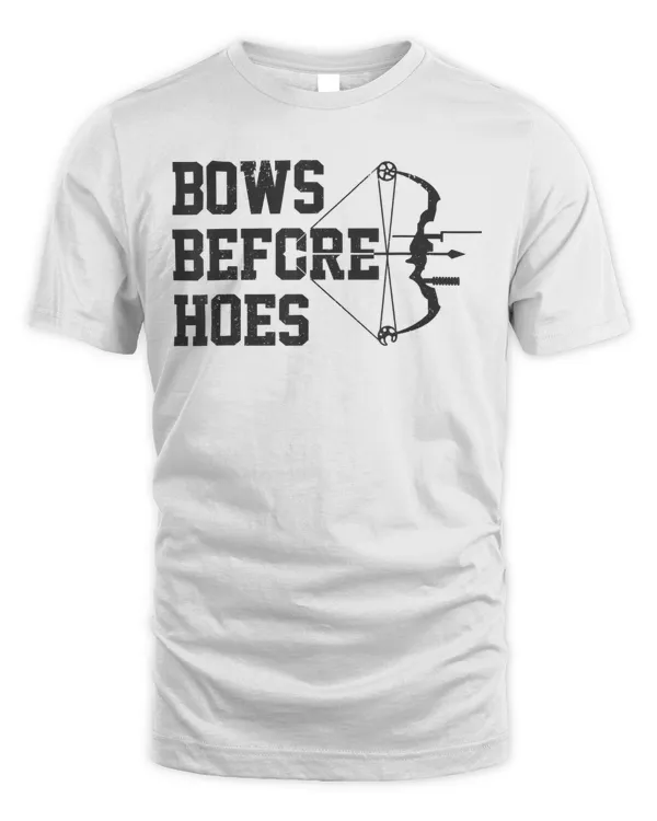 Mens Bows Before Hoes Archery Bow Hunting Funny Archer Gift T-Shirt
