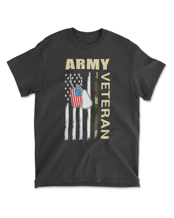 American Flag Camo Proud Us Veteran T-Shirt
