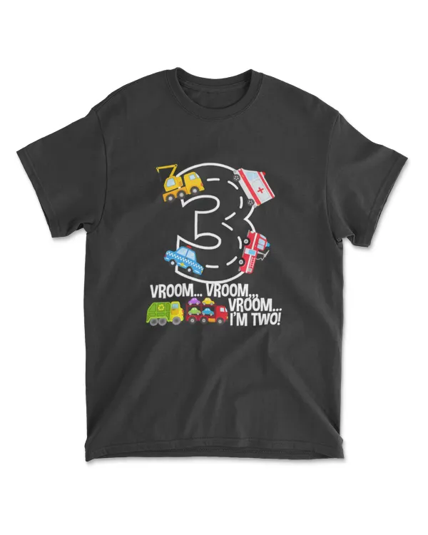3rd Birthday Emergency Vehicles Boys Fire Truck Police Car 3 T-Shirt