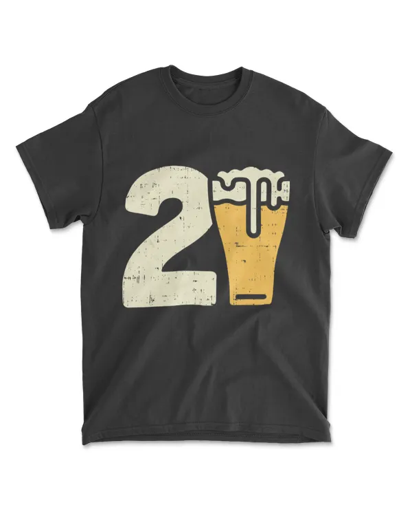 21 Beer 21st Birthday Bday Party Year Old Men Him Gift T-Shirt