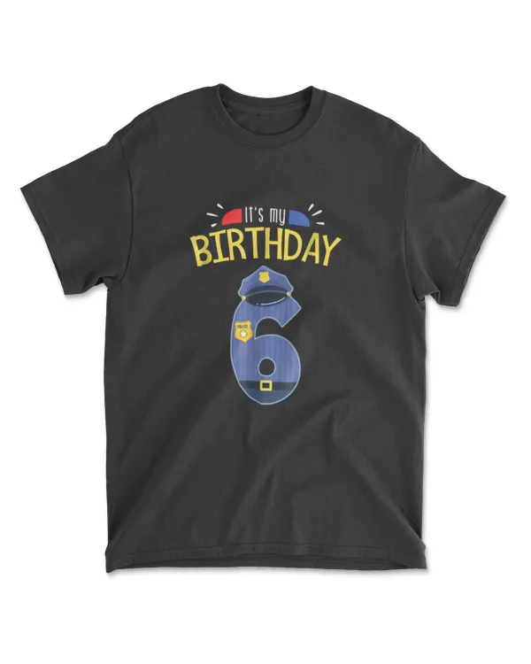 6th Birthday 6 Year Old Boys Police Officer Uniform T-shirt