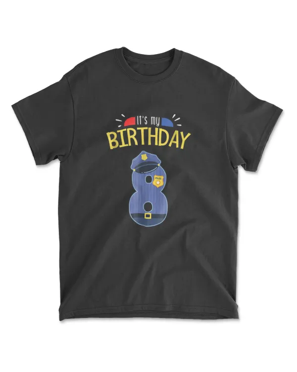 8th Birthday 8 Year Old Boys Police Officer Uniform T-shirt