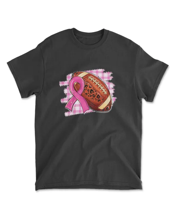 Leopard Football Pink Ribbon Football Lover Breast Cancer Shirt