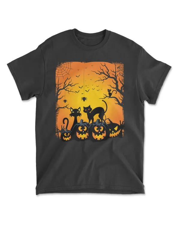 Halloween Black Cats Pumpkins