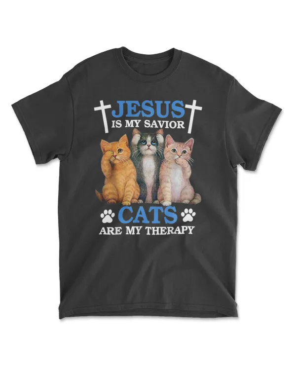 Jesus is My Savior Cat are My Therapy Faith Christ Kitten