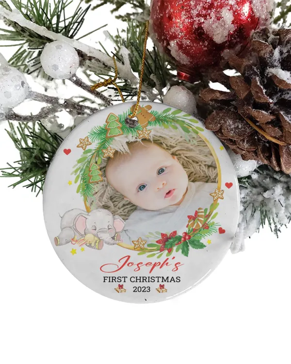 Baby’s First Christmas Personalized Custom Photo Name Christmas Baby Gifts Ornament