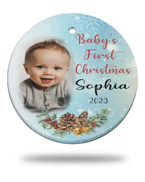 Personalized Custom Photo Name Baby First Christmas Gifts Ornament