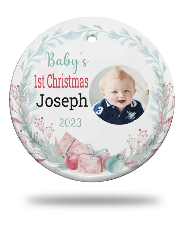 Personalized Custom Photo Name Baby First Christmas Gift Ornaments
