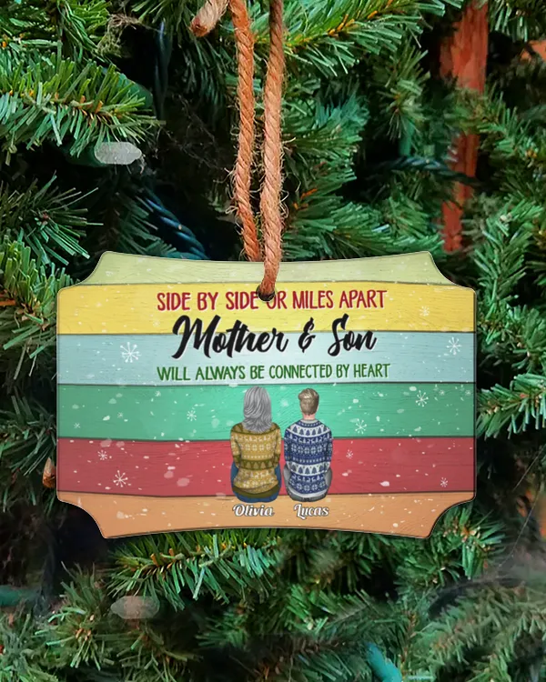 The Love Between Mother And Son Is Forever - Personalized Aluminum Ornament, Gifts For Son, Gifts Idea For Son