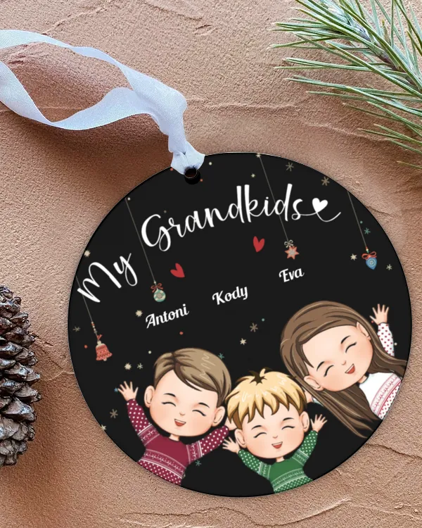 Grandkids 2024 - Personalized Circle Acrylic Ornament, Gift For Grandpa, Gift Idea For Grandpa
