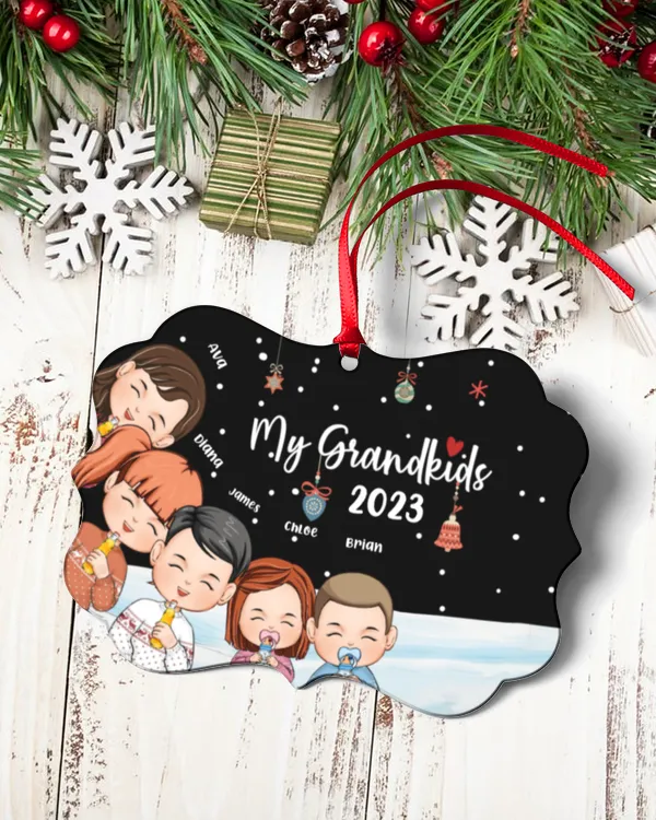 Grandkids Peeking Joyful - Personalized Acrylic Ornament, Gifts For Grandpa, Gifts Idea For Grandpa
