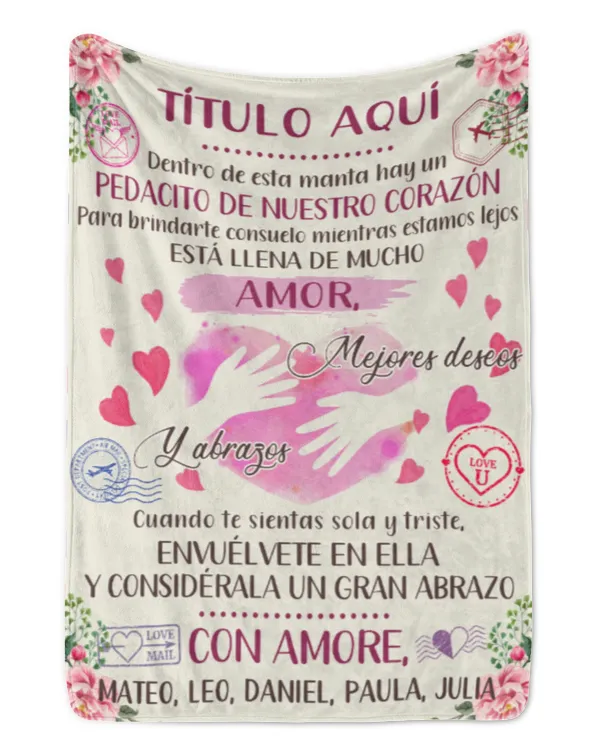Manta personalizada para Abuela Mamá Está llena de mucho amor mejores deseos y abrazos