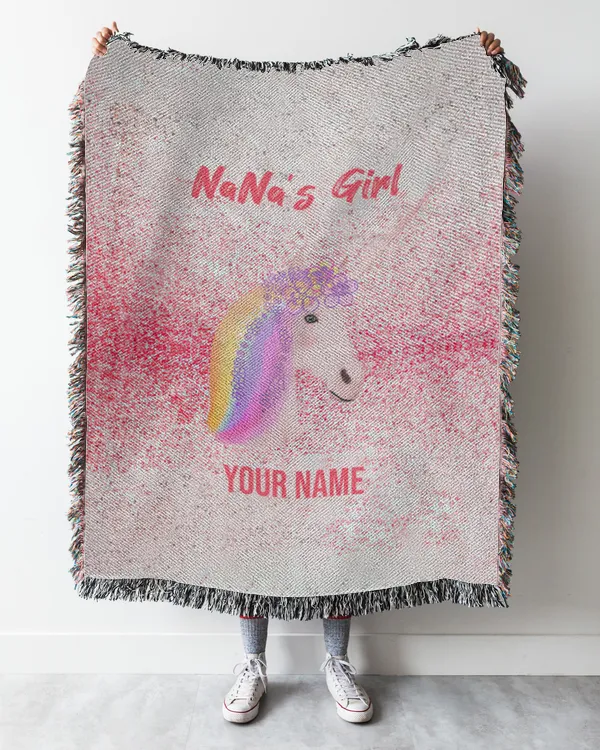 Personalized Name Granddaughter Pink Unicorn Fleece Blanket, Gifts For Granddaughter, Gifts Idea For Granddaughter