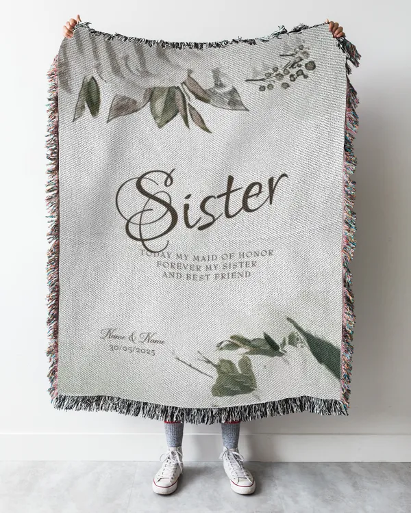 Cherish Floral Vintage Sister Print Bandana Blanket Personalize Name And Year, Gifts For Sister, Gifts Idea For Sister