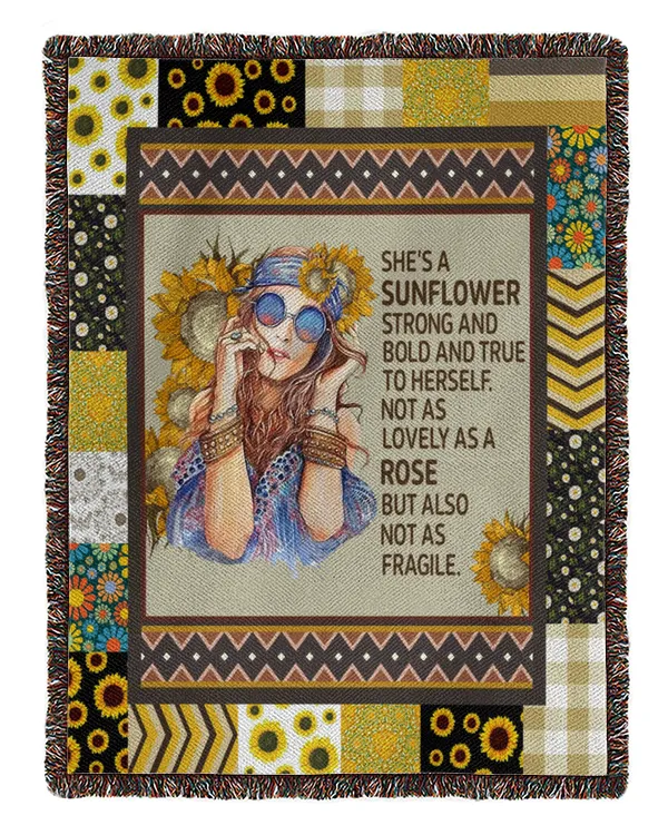 Sunflower Fleece Blanket, She's A Sunflower Strong And Bold And True To Herself