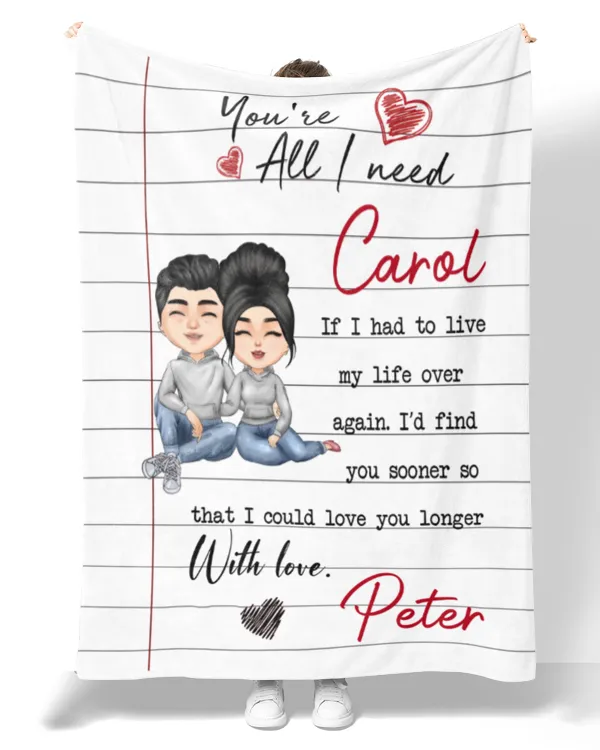 You Are All I Need Love Letter - Personalized Blanket - Anniversary, Valentine's Day, Birthday Gift For Spouse, Husband, Wife, Lovers, Gift For Boyfriend, Gift Idea For Boyfriend