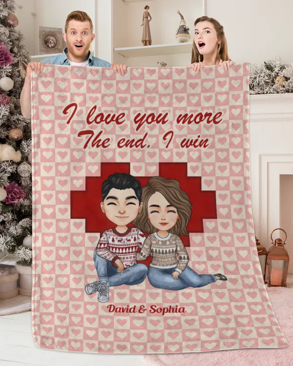 I Love You More - Personalized Blanket, Gifts for Boyfriend, Gift idea for Boyfriend