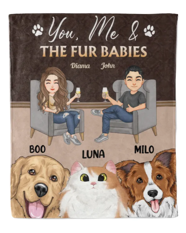 You Me Our Fur Babies - Personalized Blanket- Home Decor Anniversary Gifts For Husband, Wife, Couple, Gift For Cat Loves, Gift Idea For Cat Loves