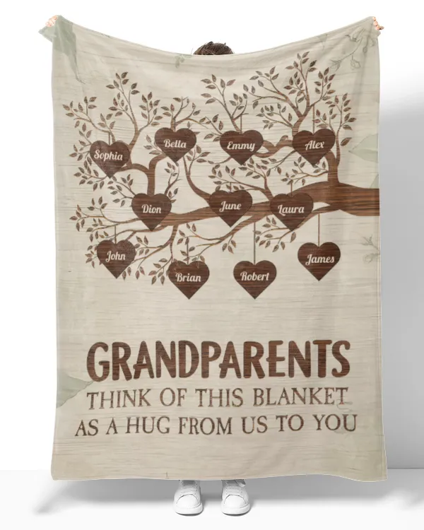 This Blanket As A Hug From Us To You - Personalized Blanket, Gifts For Grandpa, Gifts Idea For Grandpa