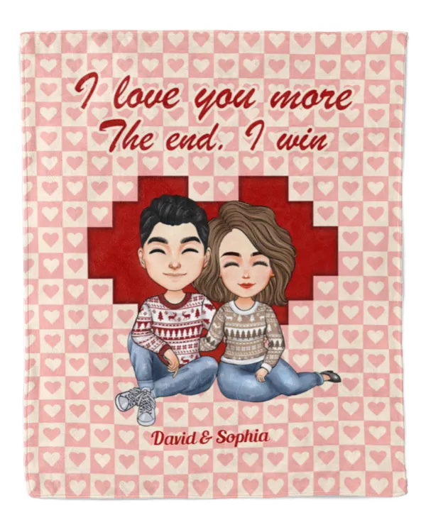 I Love You More - Personalized Blanket, Gifts For Girlfriend, Gifts Idea For Girlfriend - Cozy Plush Fleece Blanket (50x60in) Cozy Plush Fleece Blanket (50x60in)