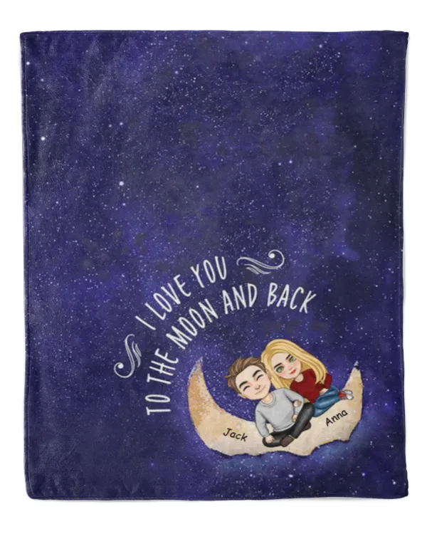 I Love You To The Moon And Back - Personalized Blanket, Gifts for Girlfriend, Gift idea for Girlfriend - Cozy Plush Fleece Blanket (50x60in) Cozy Plush Fleece Blanket (50x60in)