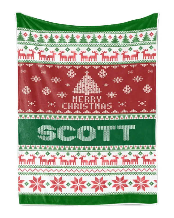 Merry Christmas Fleece Blanket, Personalized Christmas Blanket Gifts for Fbus01466 Scott XMASBL01