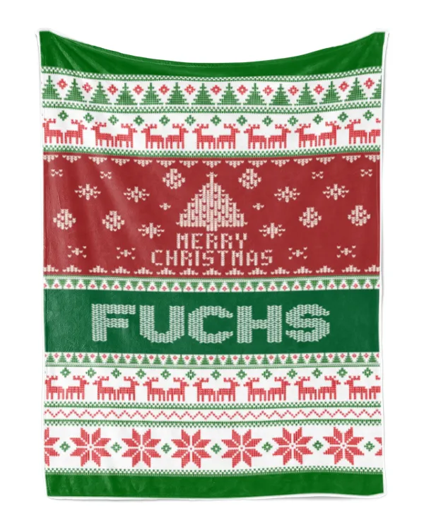 Merry Christmas Fleece Blanket, Personalized Christmas Blanket Gifts for Fbus01121 Fuchs XMASBL01