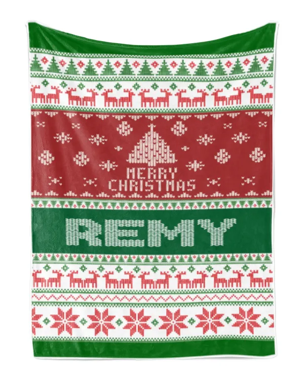 Merry Christmas Fleece Blanket, Personalized Christmas Blanket Gifts for Fbus07228 Remy XMASBL01
