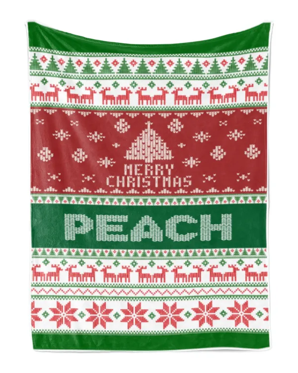 Merry Christmas Fleece Blanket, Personalized Christmas Blanket Gifts for Fbus08225 Peach XMASBL01